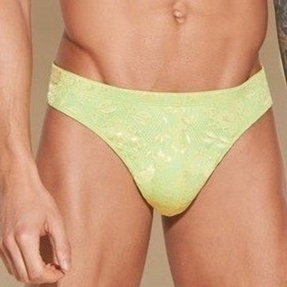 Cosabella Never Say Never Mens Lace Thong Lime Green Floral Low Rise Underwear